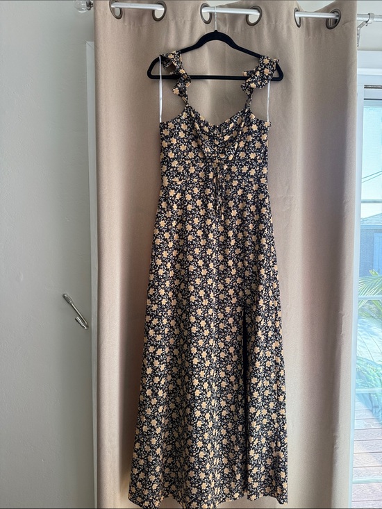 Lulus Dresses & Skirts - Lulu's Black Maxi Dress with Cream Floral Print